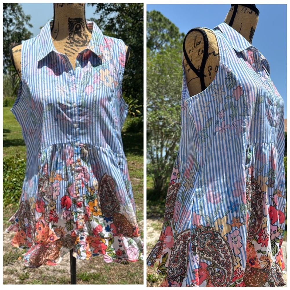 Tolani Collection Floral Striped Sleeveless Mini Dress Size Small
